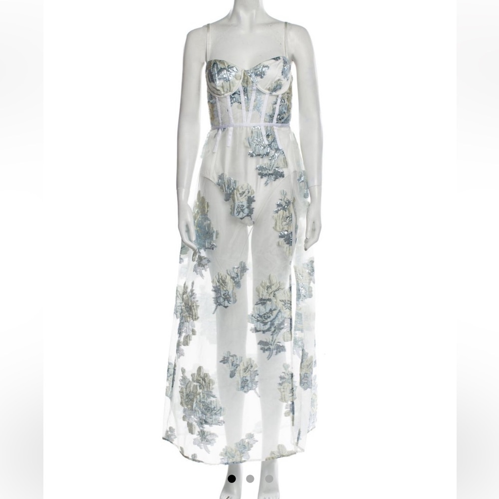 For Love & Lemons Cody Organza Jacquard Maxi Dress in Icicle Medium SOLD OUT